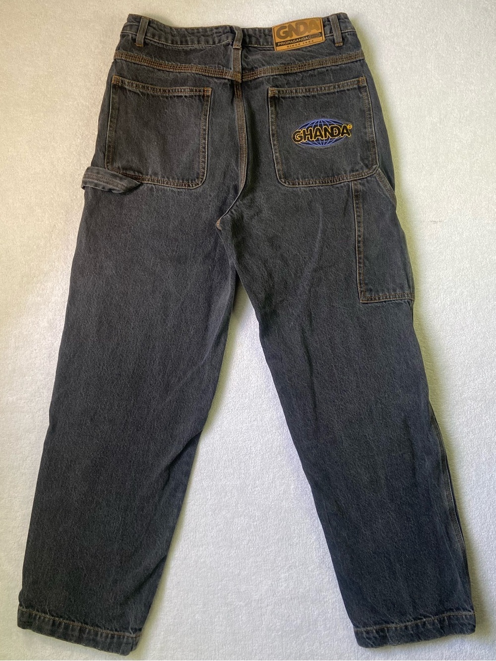 Vintage Y2K Ghanda Propaganda Cargo carpenter Jeans - Dark Gray Black Denim